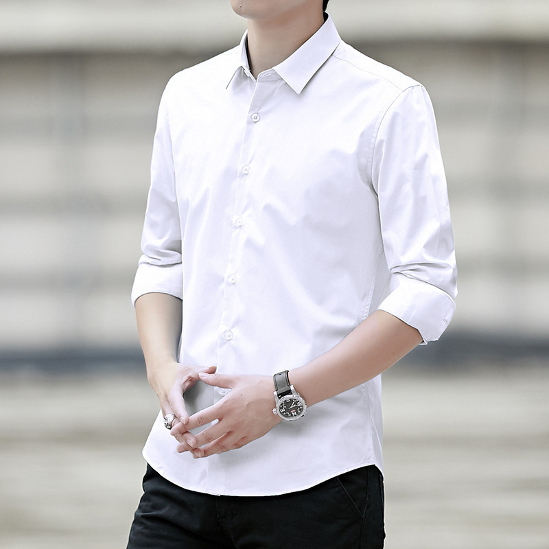 Spring New Men's Classic White Shirt Long Sleeve Large Size Business Casual Shirt Work Korean Slim Top