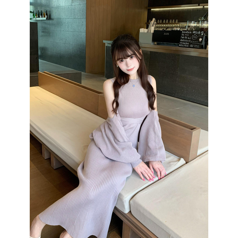 十三行时尚新款日系两件套针织套装裙子女装秋季网红裙子