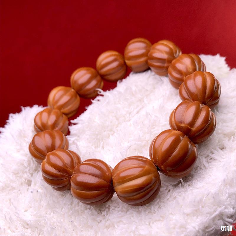 精品橄榄核手工雕刻近正圆瓜珠单圈佛珠文玩桂橄榄核源头男士手串
