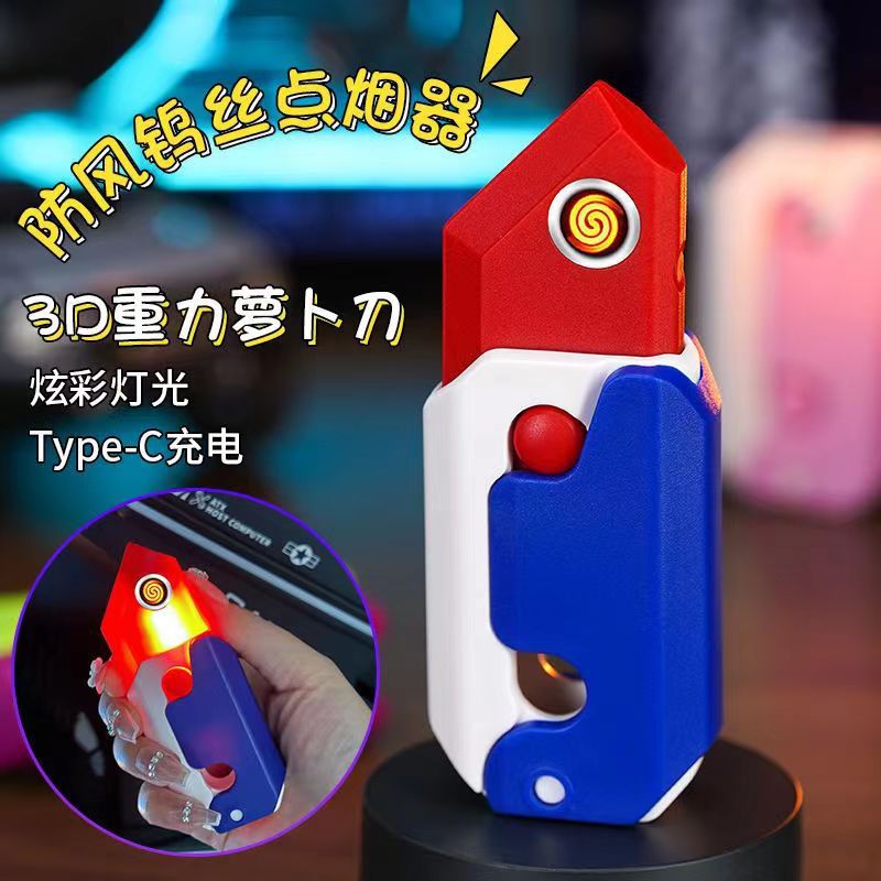 Radish Knife Charging Lighter Decompression Luminous Toy Same Lighter Cigarette Lighter Xiaohongshu Same Style