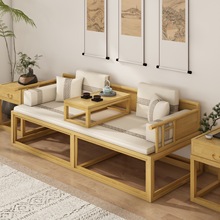 新中式罗汉床实木推拉小户型罗汉榻榫卯白蜡木罗汉椅两用沙发床塌