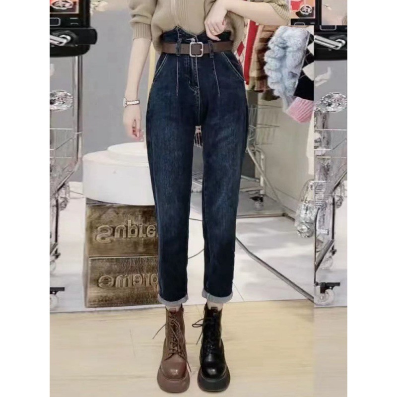 2023 Internet Hot Harem Pants Women's Spring and Autumn High Waist Jeans Women's Daddy Straight-Leg Pants Small Trendy