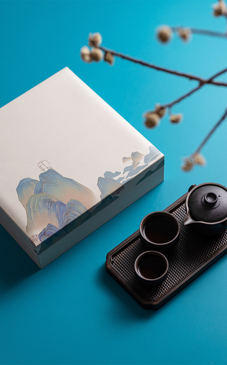 千里江山普洱茶礼盒357g茶饼福鼎白茶包装盒白茶饼礼盒装空盒包装