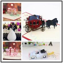 Wedding carriage 3D paper Invitation Card Event wedding跨境