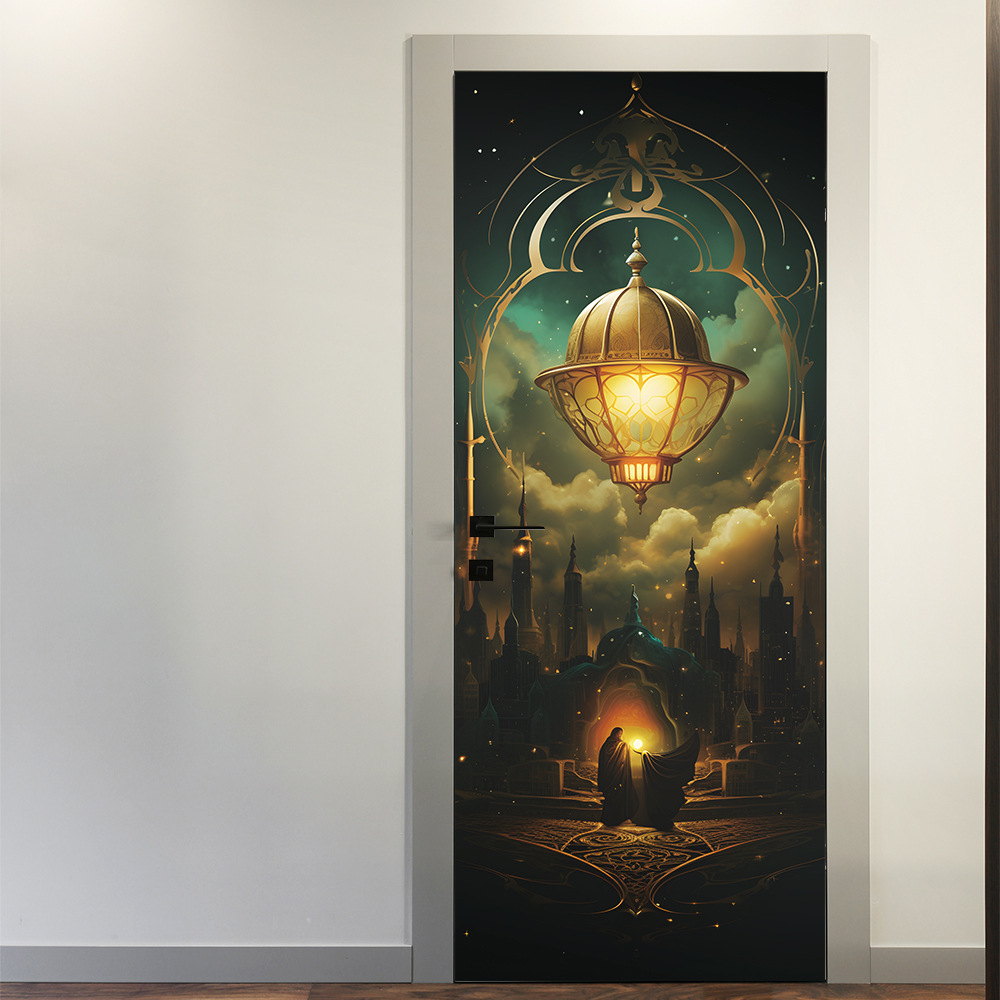 New Mt085 Foreign Trade Middle East Festival Decoration Dream Chandelier Door Sticker Bedroom Study Background Beautifying Wall Sticker