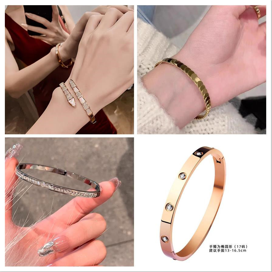 Tiktok Hot Stainless Steel 18K Rose Gold Titanium Steel Bracelet Women's Ins Design Jewelry Wholesale