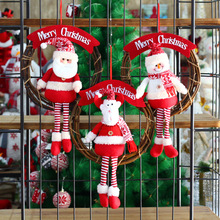 圣诞装饰品30厘米圣诞花环藤圈圣诞老人雪人圣诞用品门头橱窗挂件