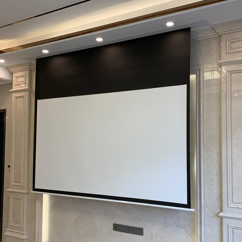投影仪幕布嵌入式吸顶隐藏式天花电动100投影幕语音智能升降屏幕