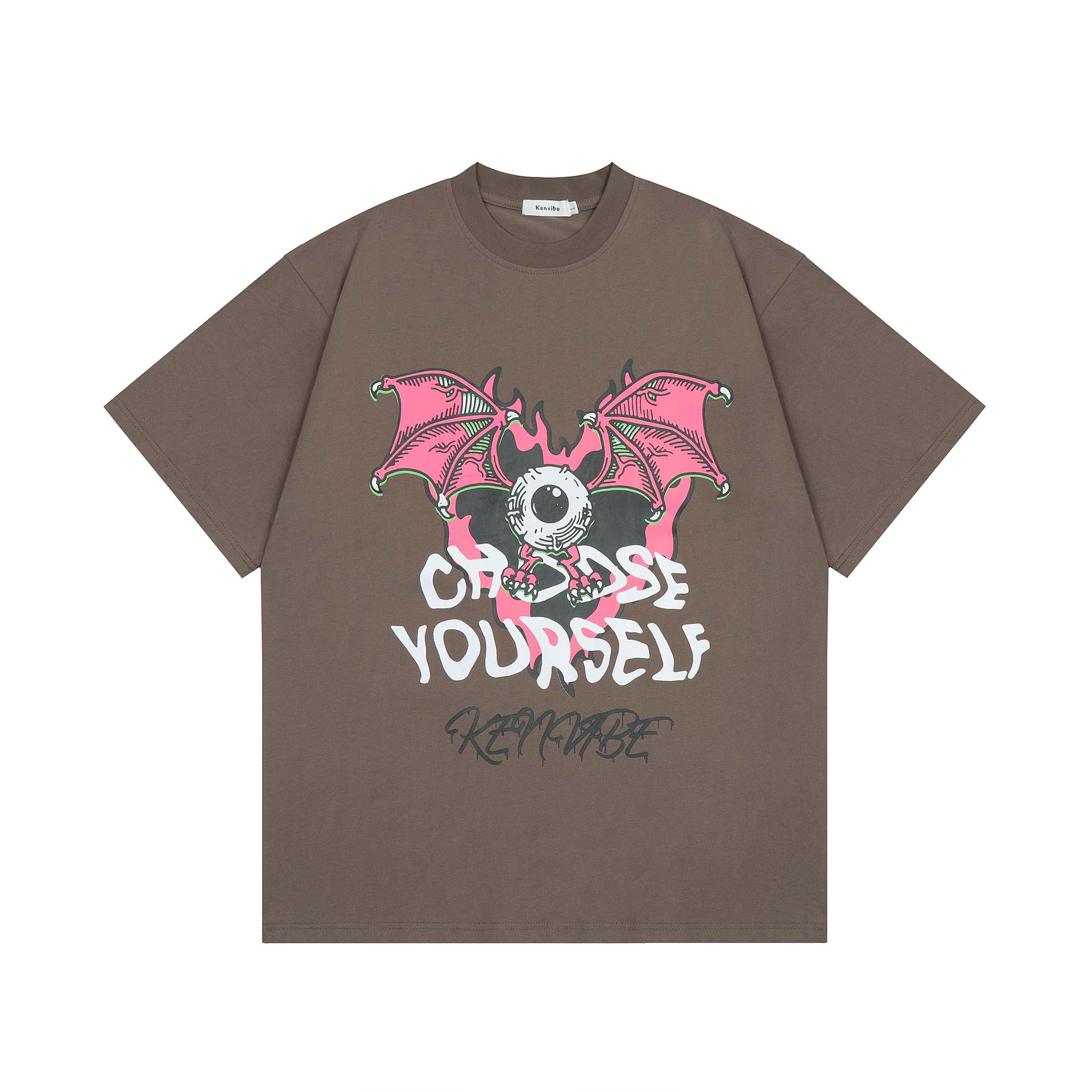 暗黑系蝙蝠爱心字母印花短袖t恤男款ins夏季高街潮牌宽松休闲半袖