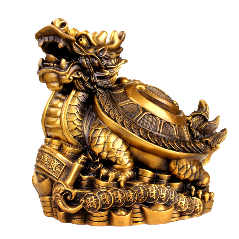 黄铜龙龟摆件金钱福字八卦龙头龟母子龙龟赑屃家居工艺品