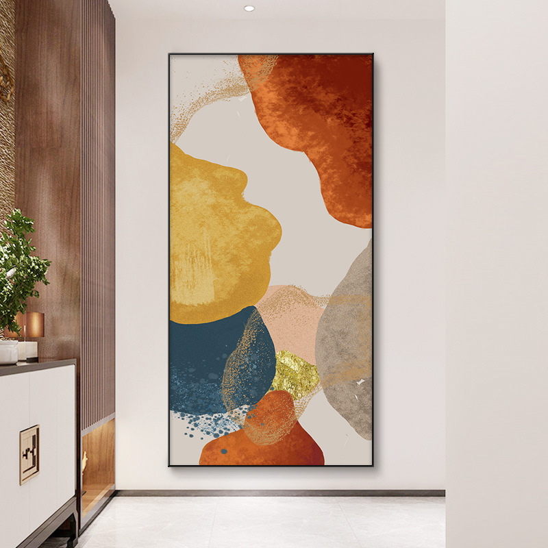 抽象入户玄关装饰画新款现代简约轻奢竖版壁画走廊过道背景墙挂画