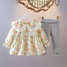 韩版婴幼儿女宝宝套装童装新款1女童碎花娃娃裙T恤春季秋装两件套