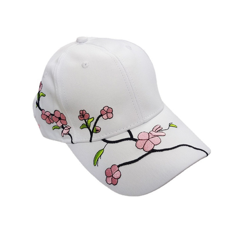 Korean Style Plum Embroidery Baseball Cap Men and Women Fashion All-Match Curved Brim Peaked Cap Flower Sun Hat Outdoor Sun Hat