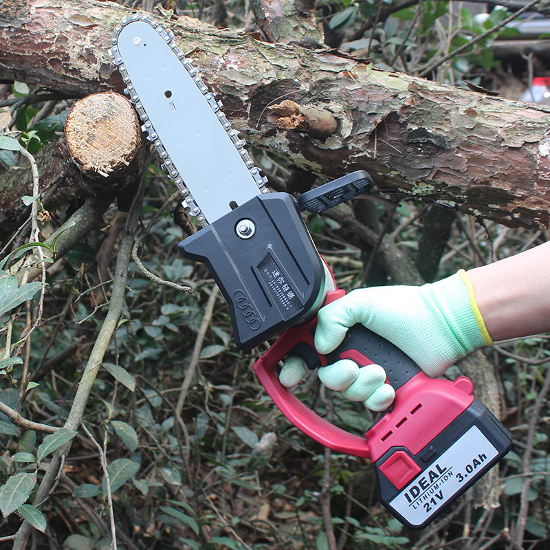 8寸电链锯迷你锯电动修枝锯充电式电动锯小型锂电手锯园林伐木锯