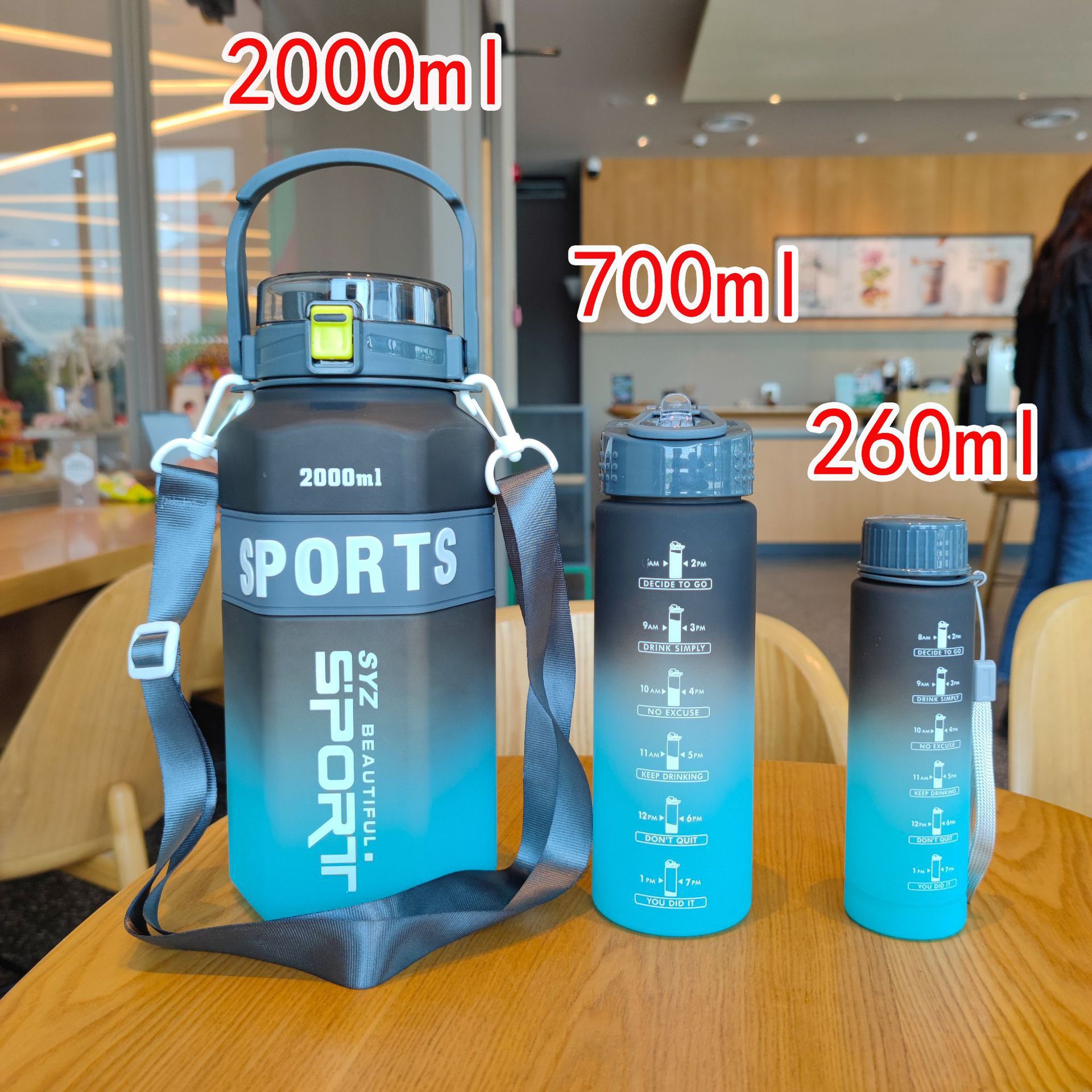 Large Capacity Gradient Water Cup Fitness Sports Water