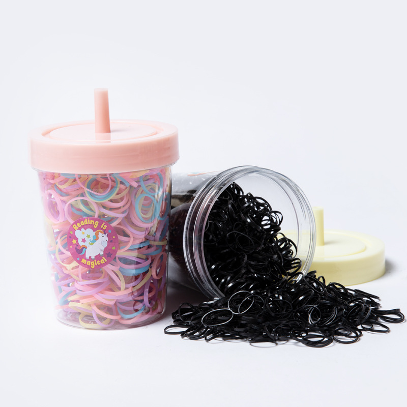 Korean Style Internet Celebrity Milk Tea Cup Disposable Color New Small Rubber Band Hair Rope High Elastic Hair Band Tie Small Braid