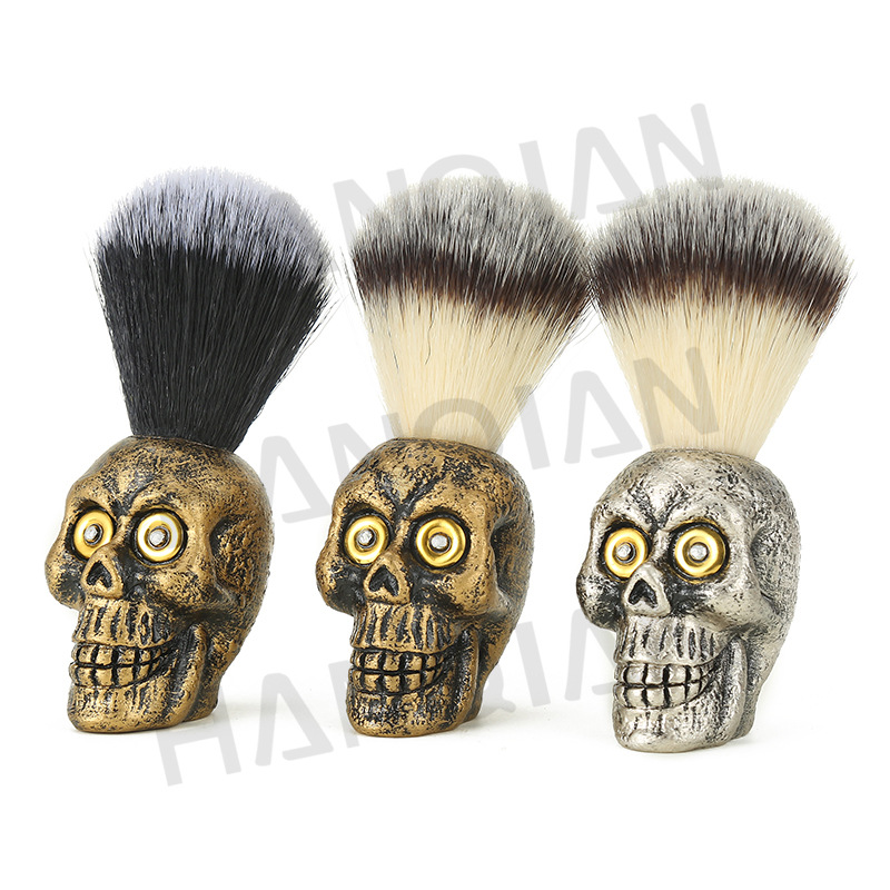 vintage oil head skull beard brush barber shop face trimming foam brush shaving cleansing beard cleaning brush soft hair