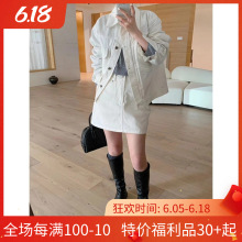 【特价】韩系单宁牛仔短裙套装女春款廓形牛仔外套+牛仔包臀短裙
