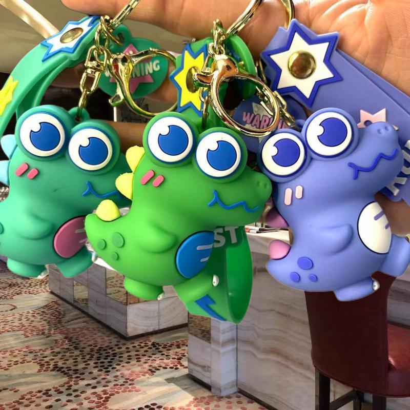 New Cartoon Big Eye Little Dinosaur Keychain Lovely Bag Pendant Car Key Chain Couple Small Gift Wholesale