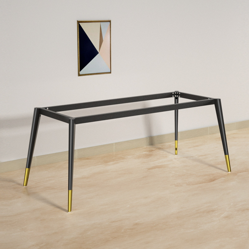 家用餐桌架书桌架饭桌大理石岩板瓷砖桌腿吧台桌腿支架黑包金桌脚