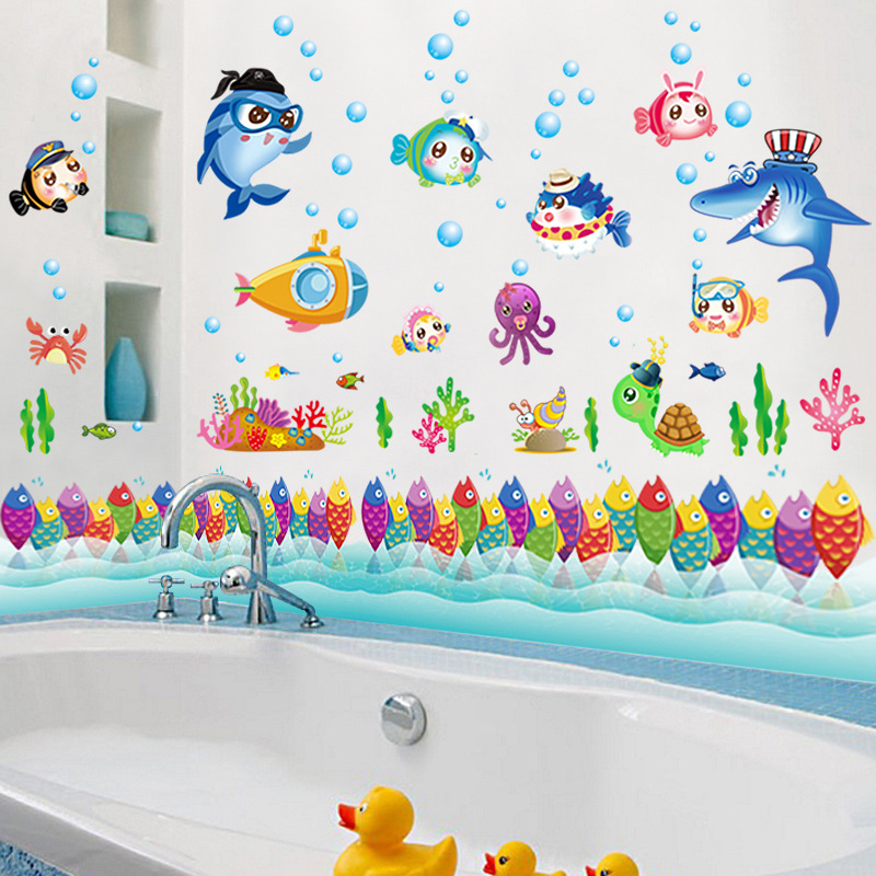 批发幼儿园墙面装饰教室布置海洋主题风格墙贴海底世界鱼儿童房间