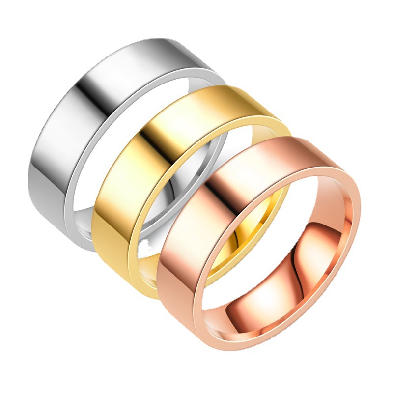 light luxury and simplicity 6mm plain titanium steel ring female european and american fashion men‘s ring cross-border hot ornament wholesale
