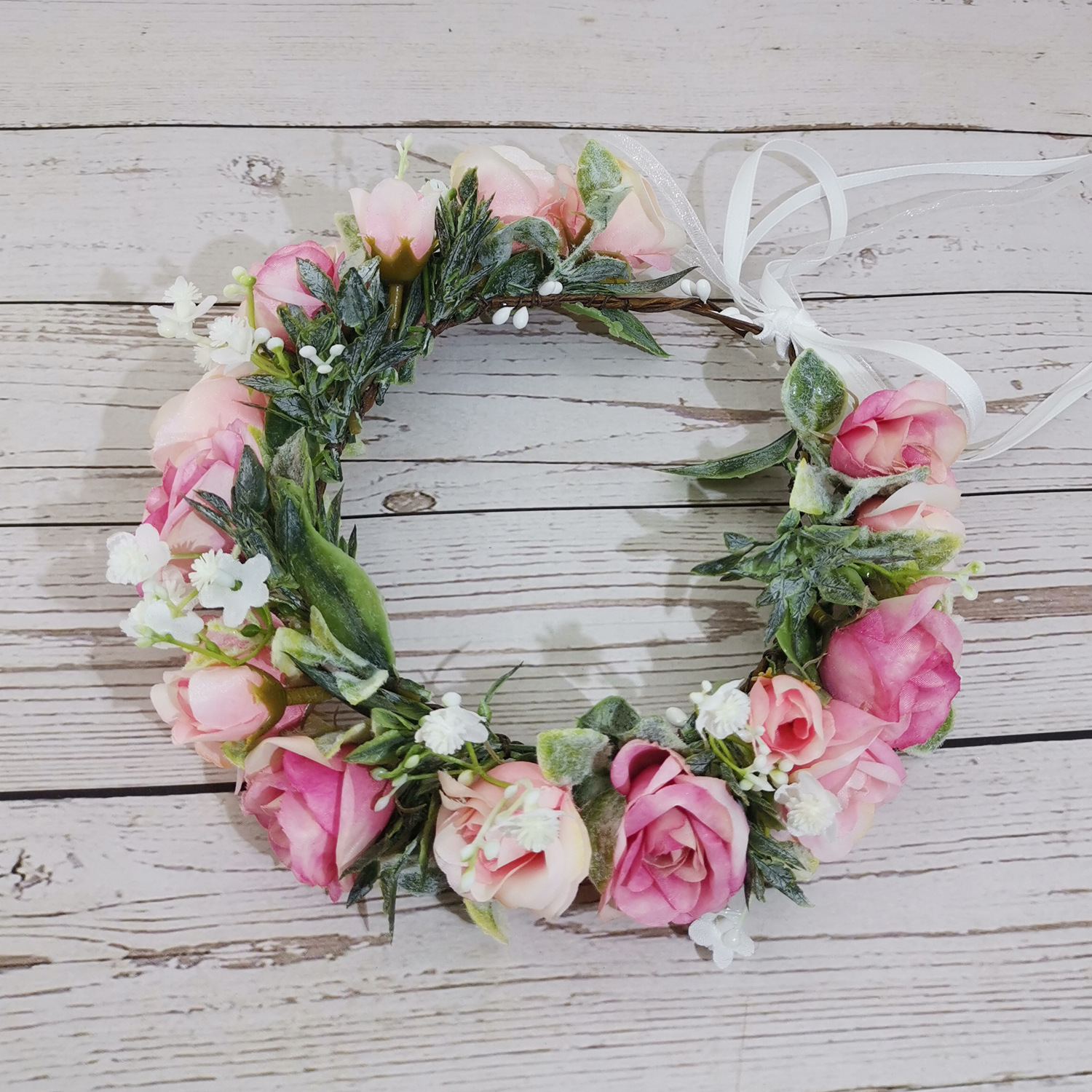 玫瑰花新娘头饰花朵花环甜美韩式森系伴娘海边度假拍照写真饰品