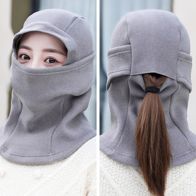 Winter Hat Women's Winter Cycling Warm Plush Pullover Hat Outdoor Cold-Proof Full Face Mask Neck Protection Integrated Hat Factory