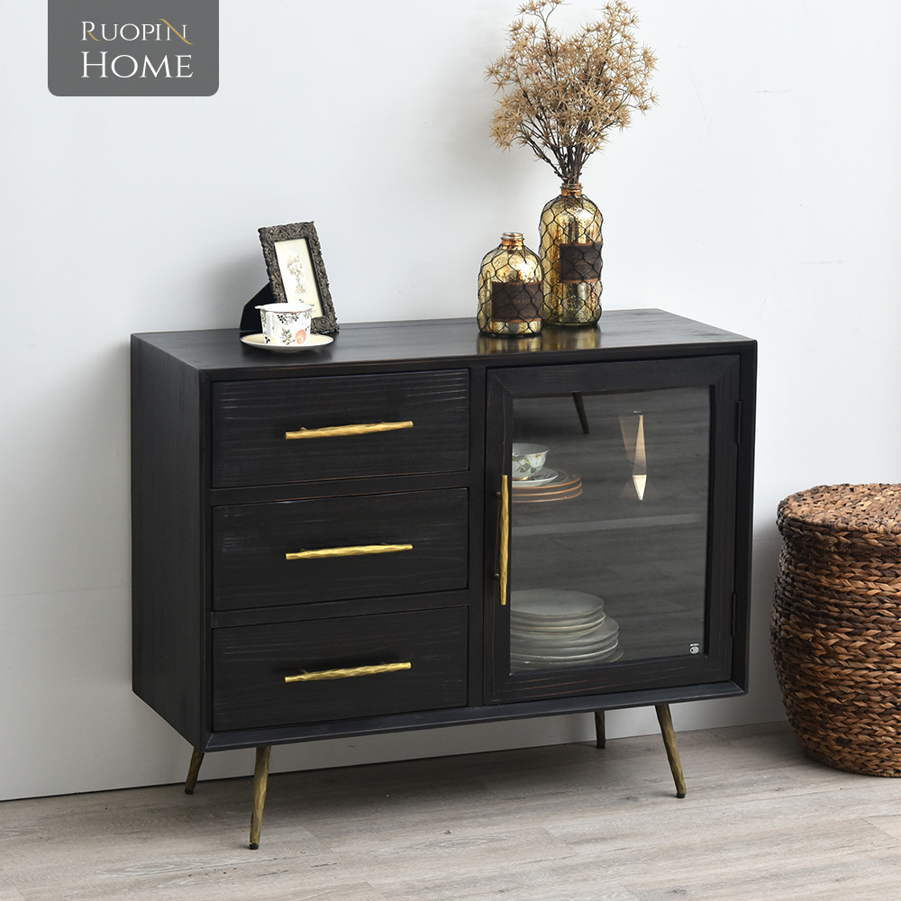 北欧实木客厅储物斗柜美式轻奢卧室抽屉收纳柜现代简约厨房餐边柜