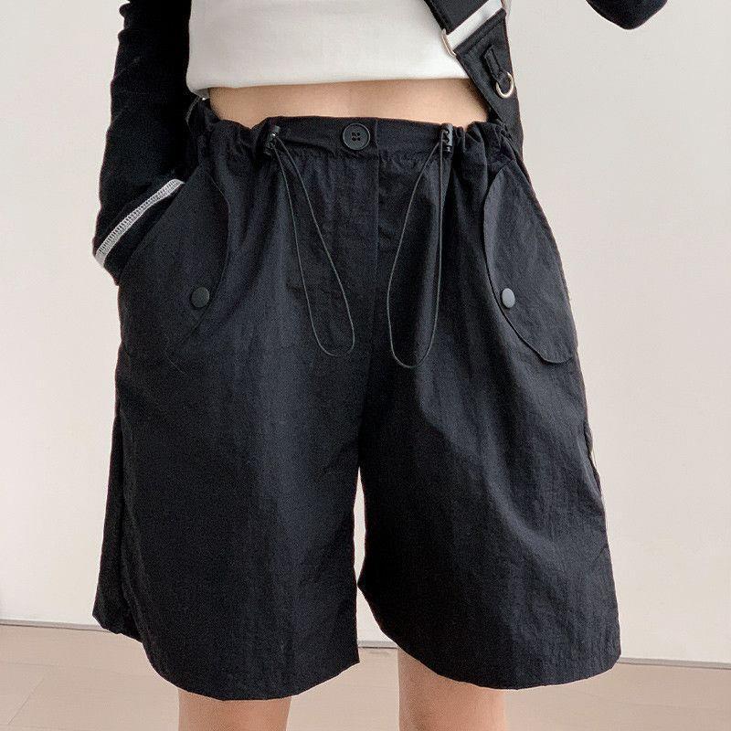 Workwear Shorts Women's Summer Thin 2023 New Khaki A- line Casual Loose Wide Leg Sports Fifth Pants