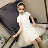 Improved edition Lace cheongsam girl skirt 2021 new pattern summer Chinese style Little Girl children Nubao Western style