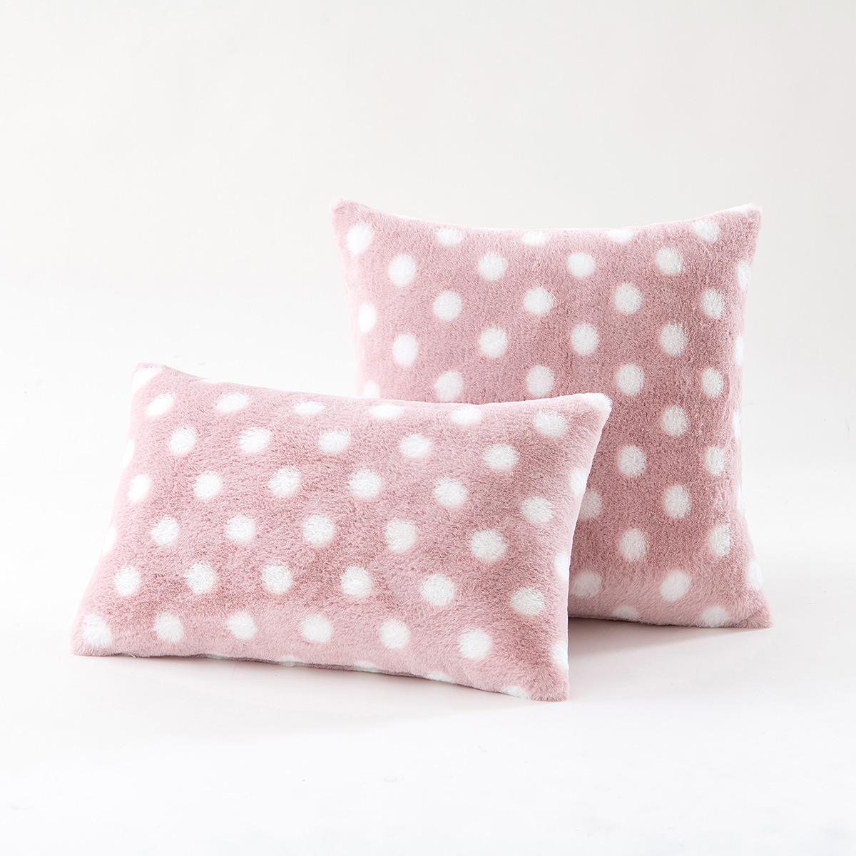 Ins Style Polka Dot Rabbit Fur Pillow Cover Home Sofa and Bedside Plush Pillow Office Sitting Lumbar Pillow Cushion