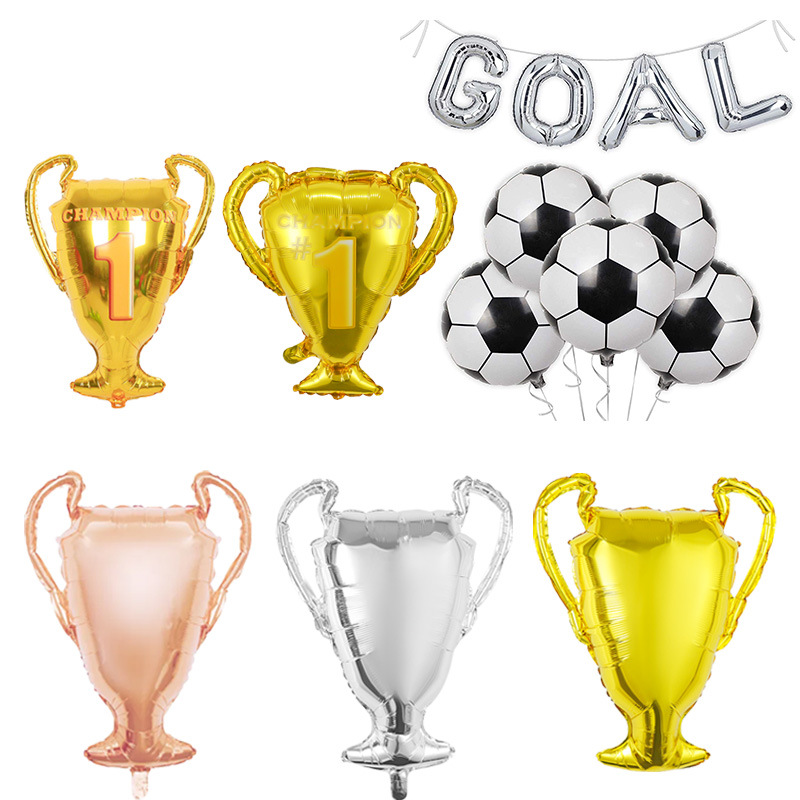 跨境新款足球冠军奖杯铝膜气球体育篮球运动会世界杯冠军杯气球
