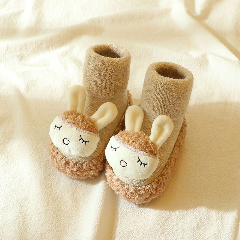 Baby Shoes Winter Autumn Winter Cotton Thickened Fleece-lined Indoor Warm Non-Slip Cool-Proof Baby Toddler Soft Sole Shoes Socks