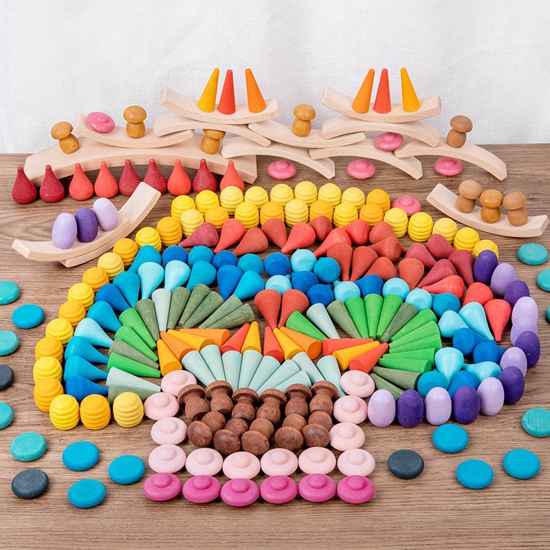 小可爱积木324粒九宫格收纳华德福创意构建积木儿童益智拼装玩具