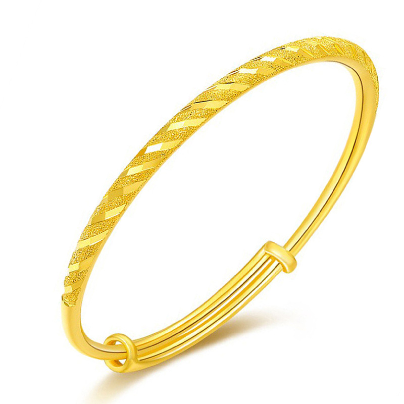 婚庆镀24k黄金流星雨圆管手镯 推拉可调越南沙金流星雨圆肚手镯环