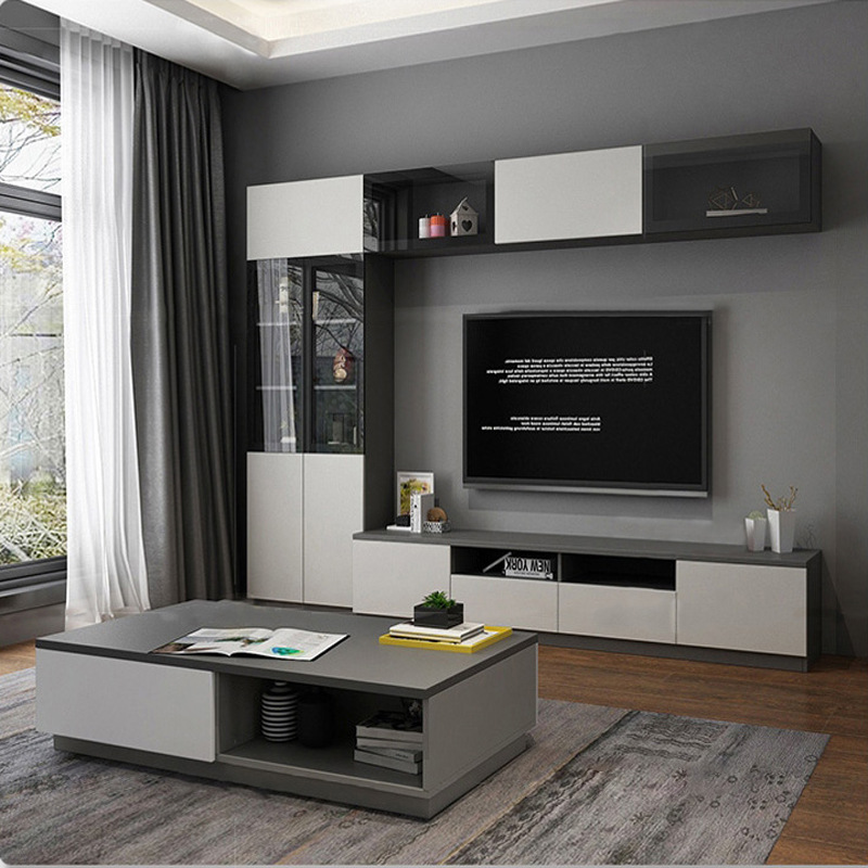 客厅轻奢电视柜茶几组合整体多功能书柜现代简约电视机柜背景墙柜