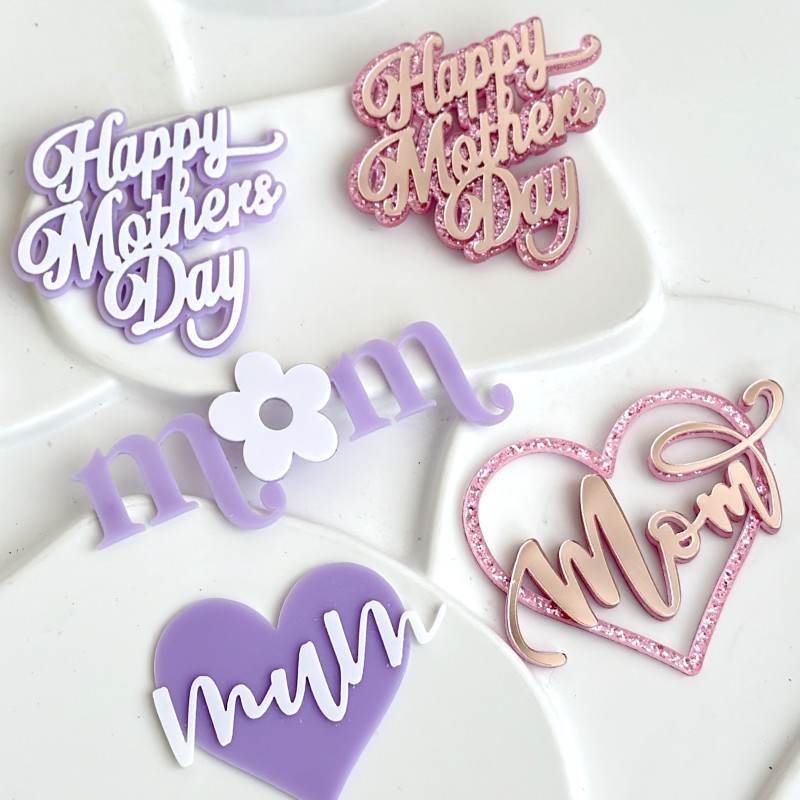 cross-border ins style double-layer mother‘s day acrylic cake decoration color mother‘s day mom paper cup cake decoration