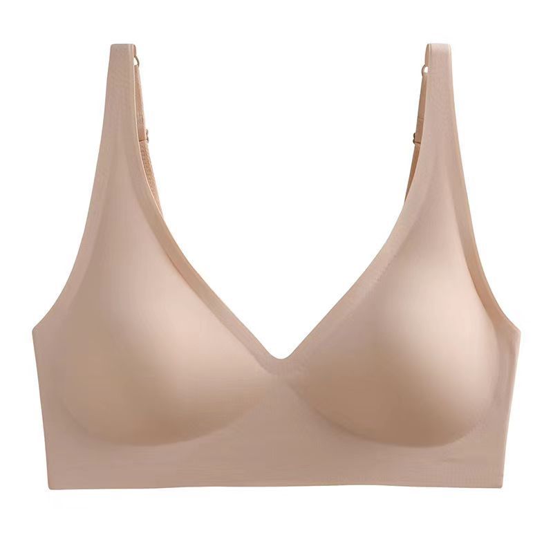 Plain Skin Jelly Stick Latex Seamless Underwear Women's Wireless Thin Bra Push up Adjustable Student Push up Bra