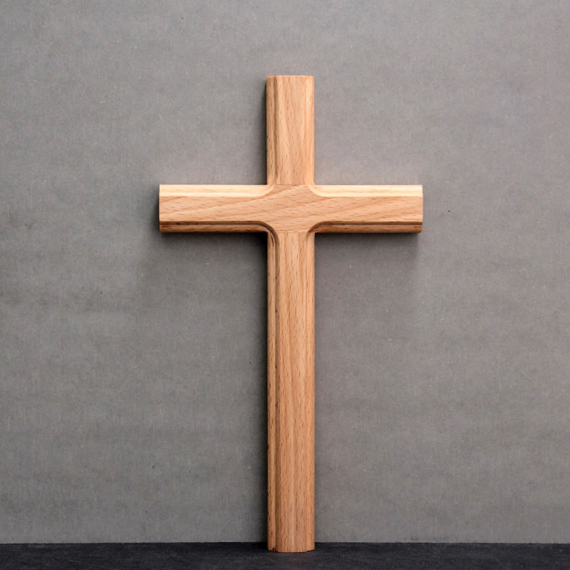 恩典 实木十字架27cm亲和原木风格雕刻立体花边适合卧室小空间