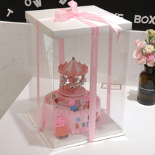 批发透明生日蛋糕盒子 单双层加高 8 10 12 14 16寸烘焙包装盒