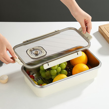 带记时器专用冷冻食物收纳盒304不锈钢冰箱水果饺子保鲜盒食品级