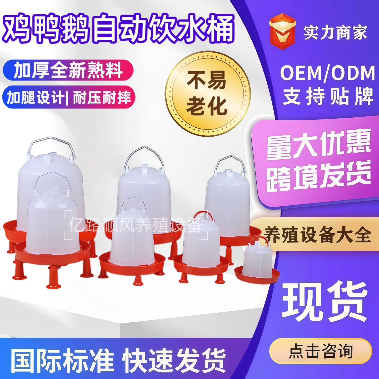 小鸡喝水桶加高带支腿鸡用水壶鸡鸭鹅养殖塑料可拆卸全自动饮水桶