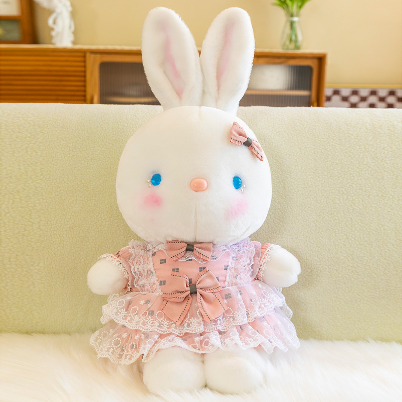 Foreign Trade Cross-Border Cute Gree Rabbit Doll Plush Toy Girls' Bed Sleeping Companion Doll Adorable Home Decoration