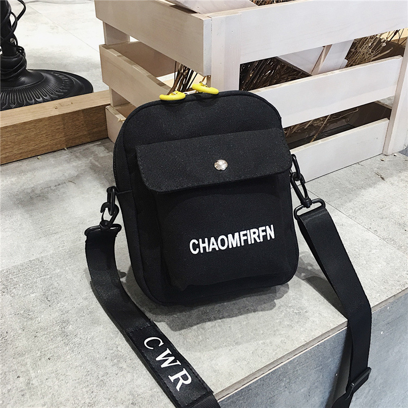 Korean Canvas Letters Small Bag Mini Crossbody Women's Bag Fashion 2021 New Women's Mobile Phone Bag One Piece Dropshipping