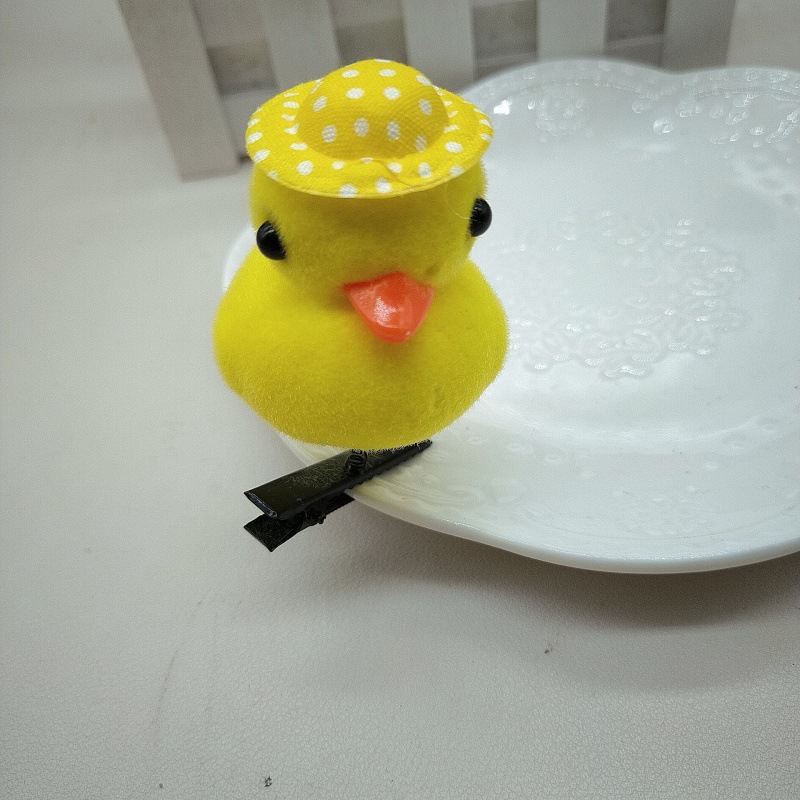 with Hat Small Yellow Duck Barrettes Internet Celebrity Cute Cute Three-Dimensional Spring Duck Funny Kindergarten Class Gift