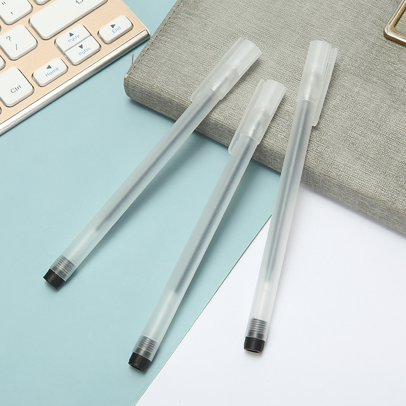 学生党办公考试磨砂无印透明外壳可替换黑色中性笔大容量流畅书写