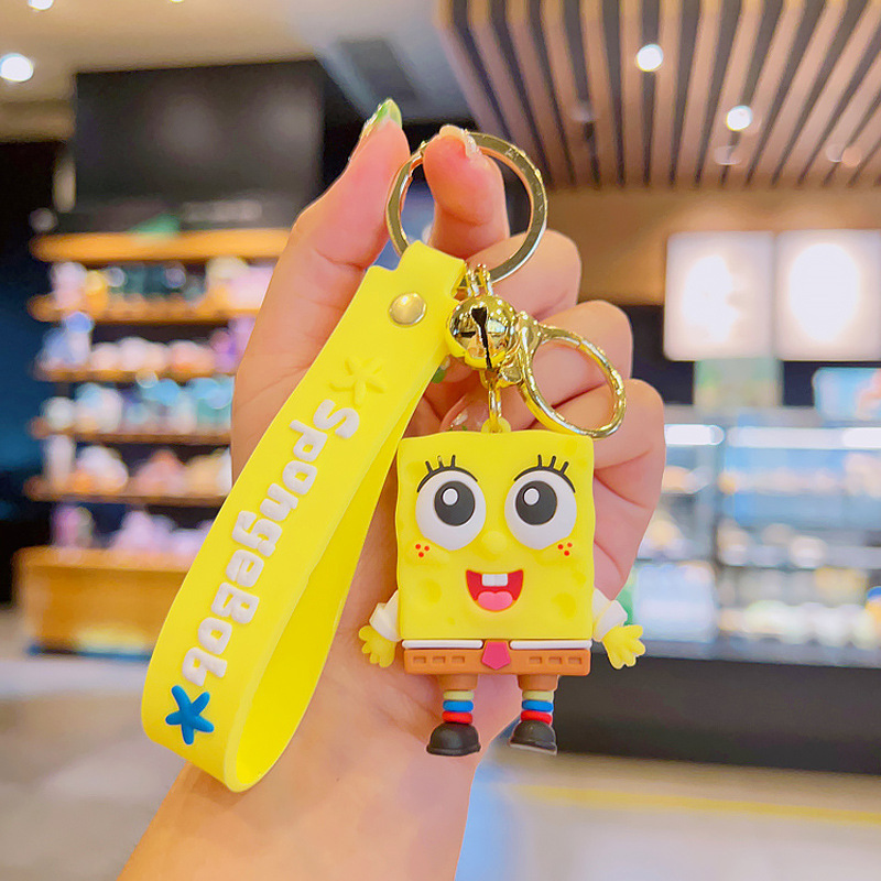 Sponge Baby Paida Star Doll Keychain Cartoon Cute School Bag Pendant Key Chain Accessories Wholesale of Small Articles