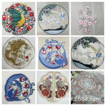 圆形民族风补子刺绣图案贴花时尚中国风凤凰蝴蝶龙衣服补丁贴绣片