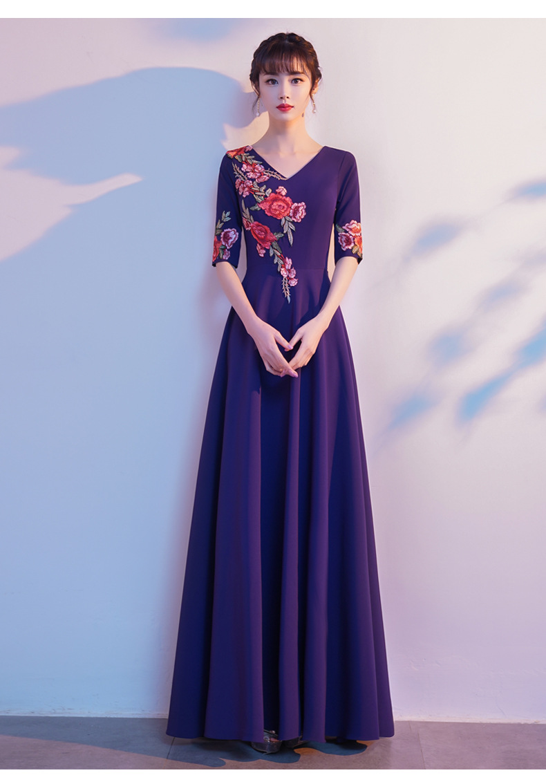 大合唱团演出服女长裙2021新款红歌中国风朗诵服装独唱表演晚礼服